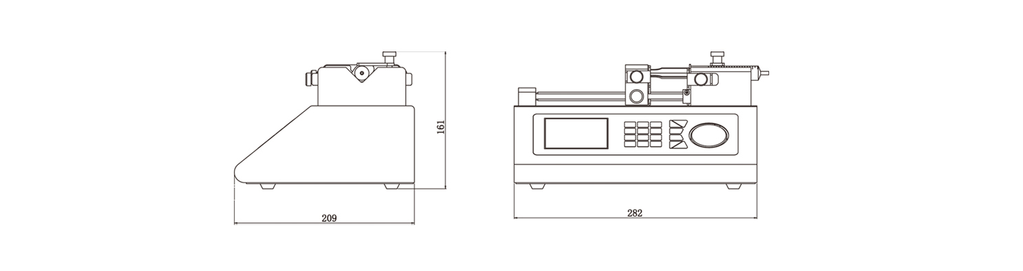 Product Dimensions of Basic Syringe Pump SPLab Series