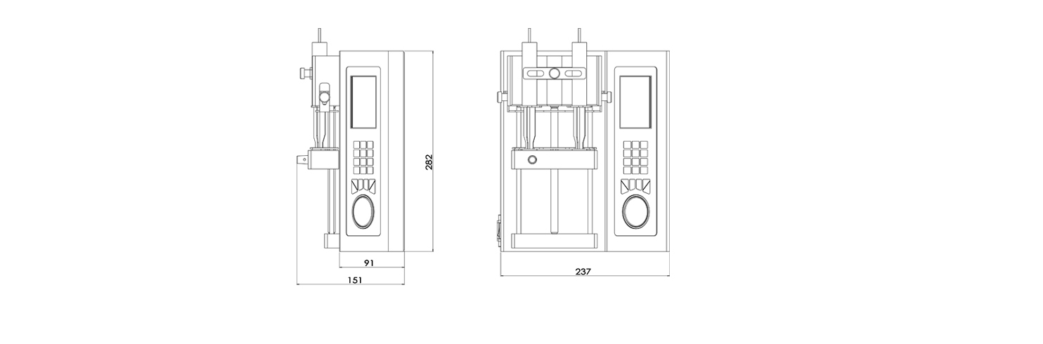 Product Dimensions of Basic Syringe Pump (2 Channels)