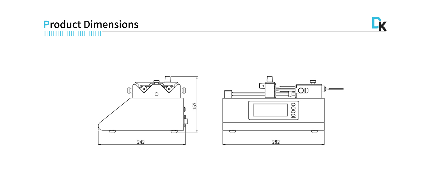 Product Dimensions of Intelligent Syringe Pump (2 Channels)